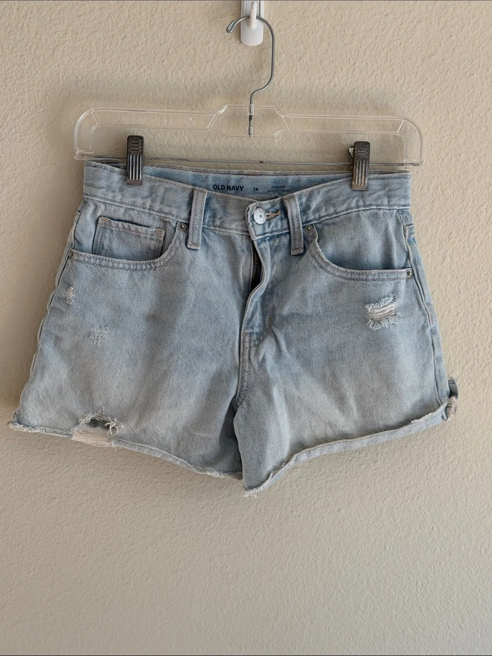 Old Navy Light Wash Distressed Denim Shorts